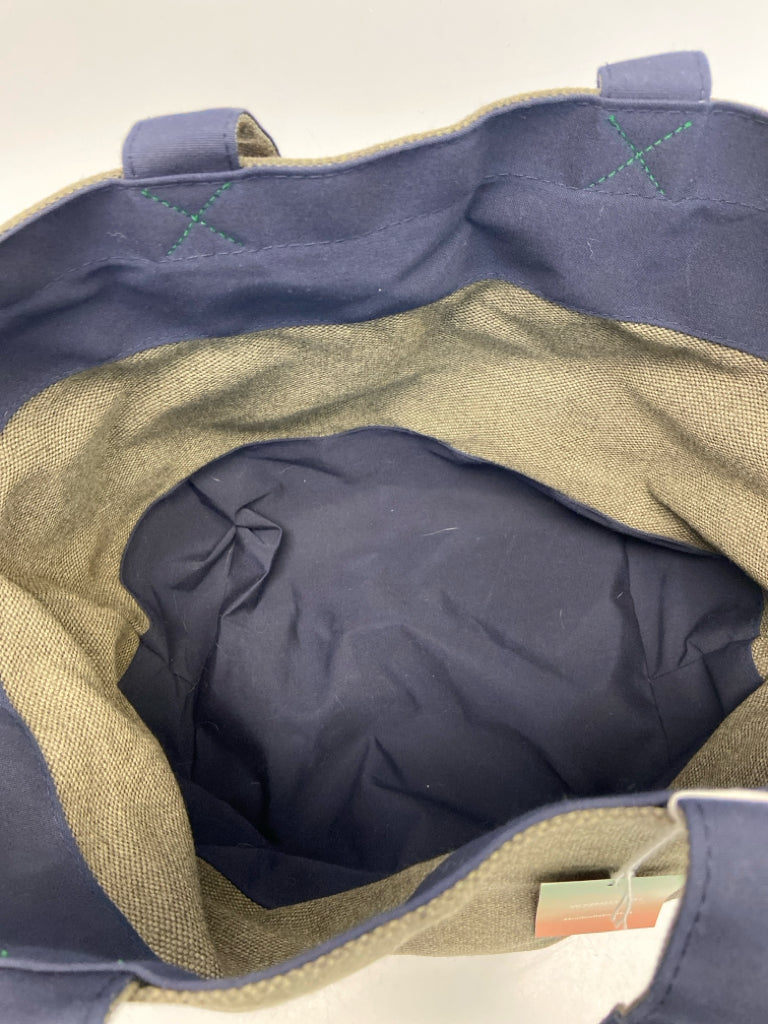 NWT Sunbrella Olive Navy Tote Bag