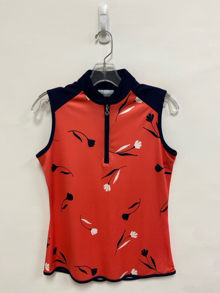 Callaway Size S Navy Coral/White Floral Sleeveless Athletic Top