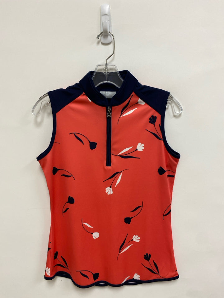Callaway Size S Navy Coral/White Floral Sleeveless Athletic Top