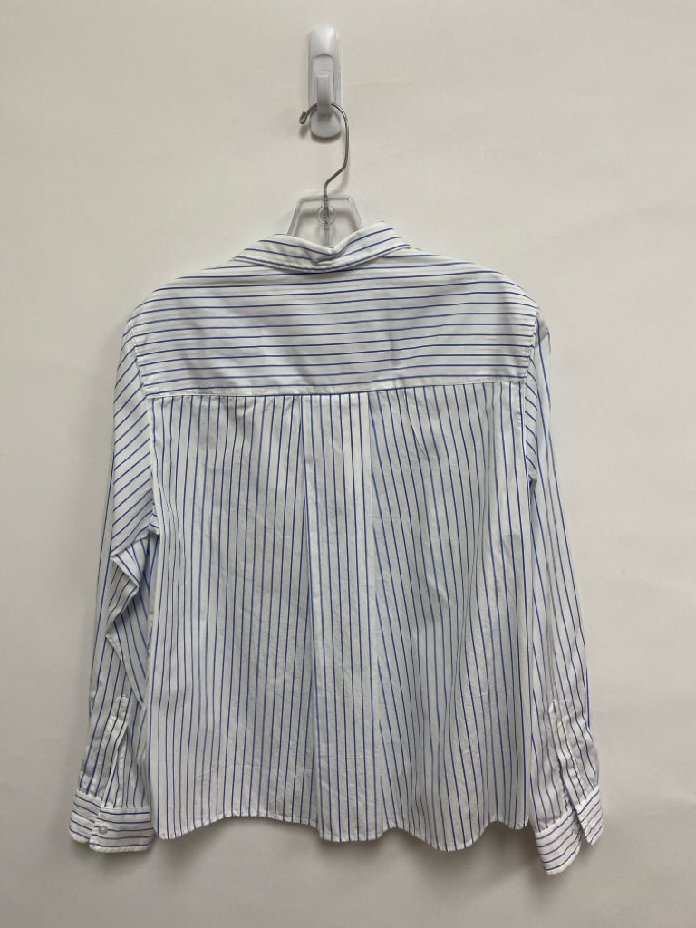 Frank &amp; Eileen Size S White Blue Stripes Ladies Top