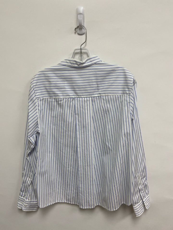 Frank &amp; Eileen Size S White Blue Stripes Ladies Top