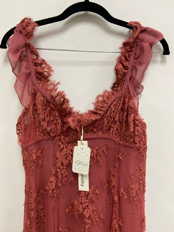 NWT For Love &amp; Lemons Size S Mauve Floral Sleeveless Lace Ladies Dress