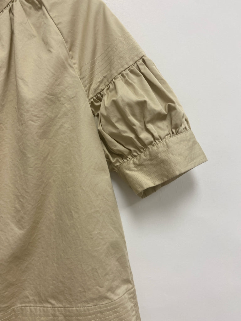 TUCKERNUCK Size S Khaki Puff Sleeve Ladies Top