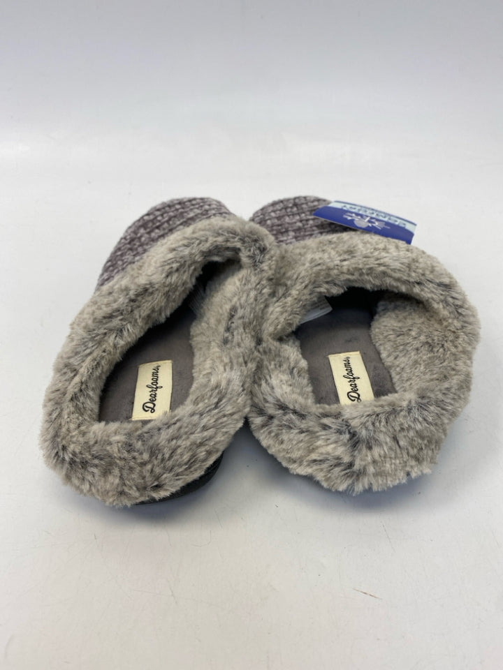 NEW/PKG Dearfoams US Shoe Size M Gray Slippers