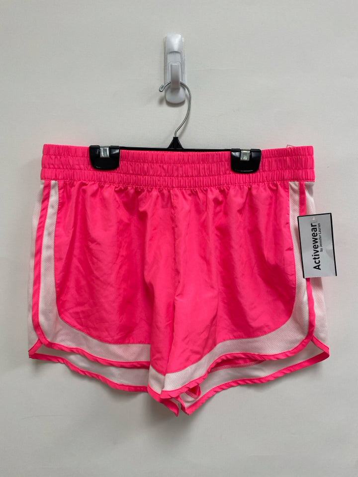 NWT JENNIFER LAUREN Size L Neon Pink White Athletic Shorts