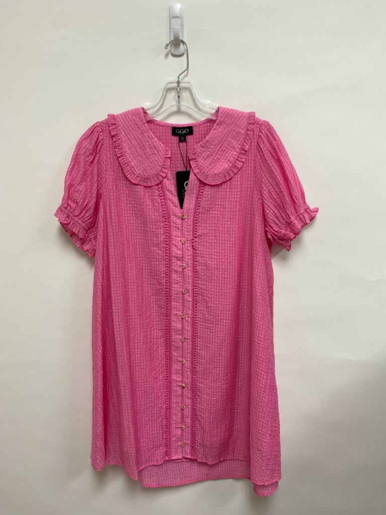 NWT GiGiO Size M Pink Texture Button Up Ladies Dress
