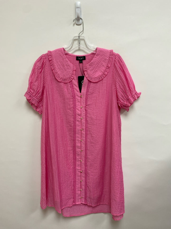 NWT GiGiO Size M Pink Texture Button Up Ladies Dress