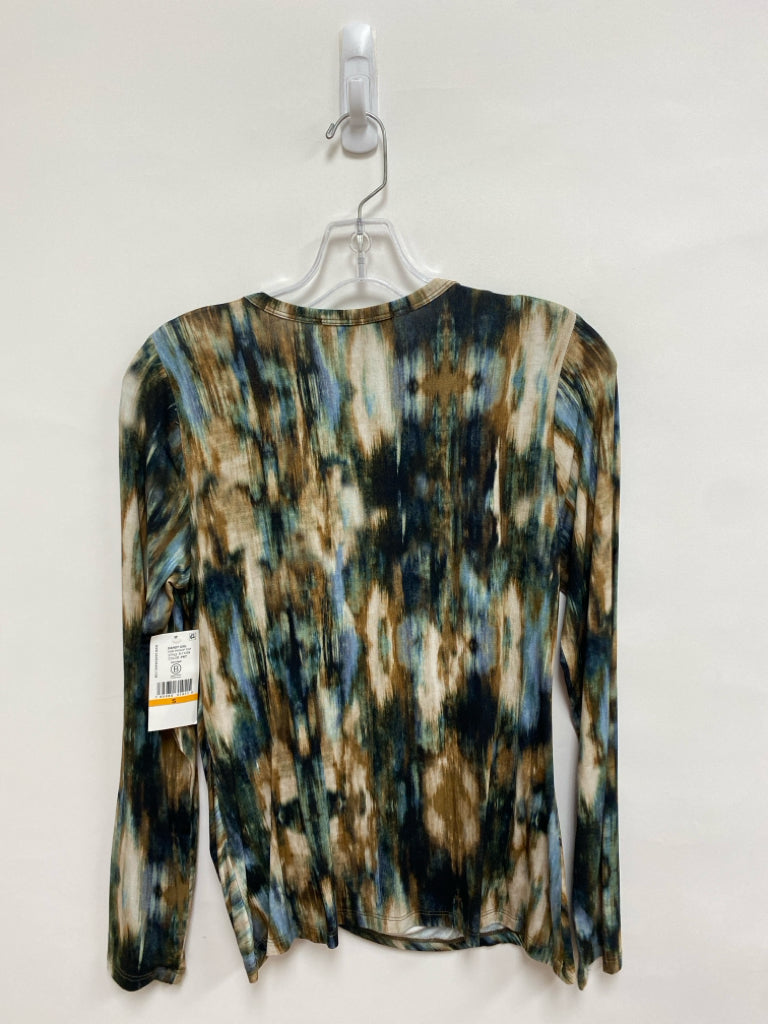 NWT Karen Kane Size S Brown/Green Blue/Black Watercolors Ladies Top
