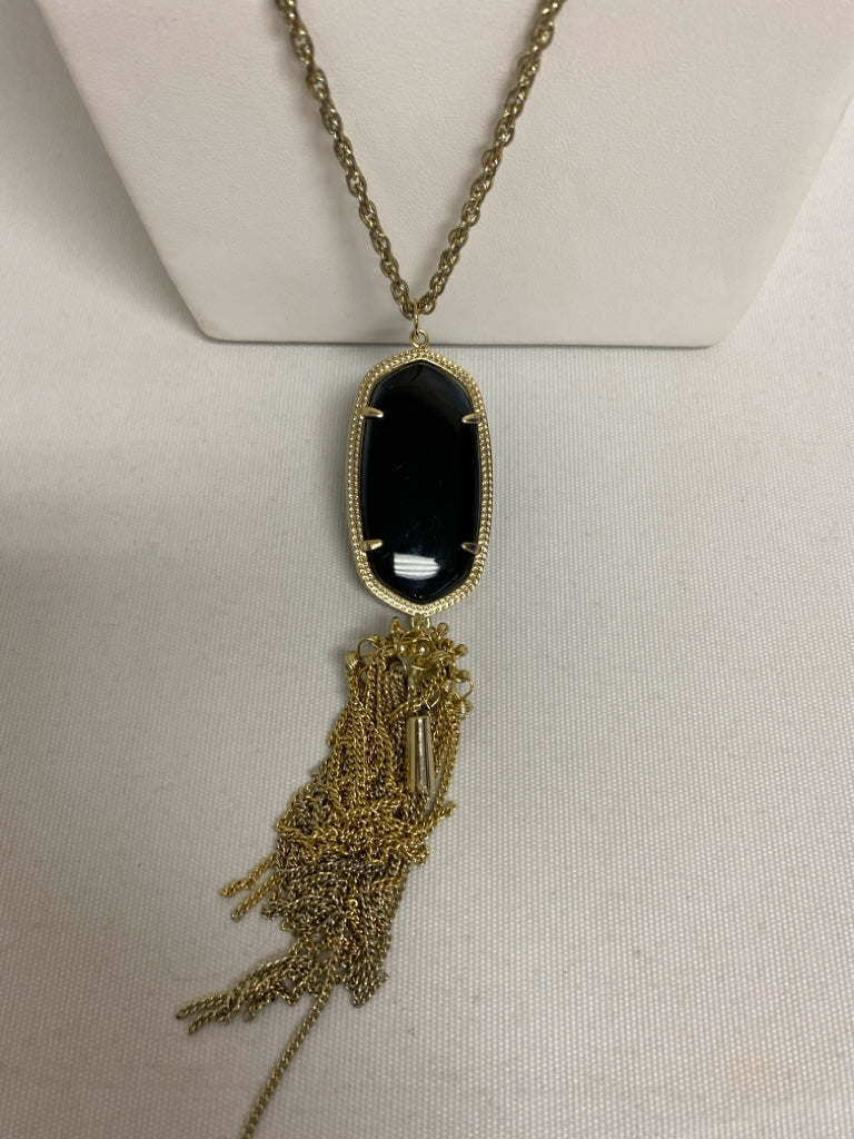 Kendra Scott Black/Gold Blue/Green Jeweled Necklace