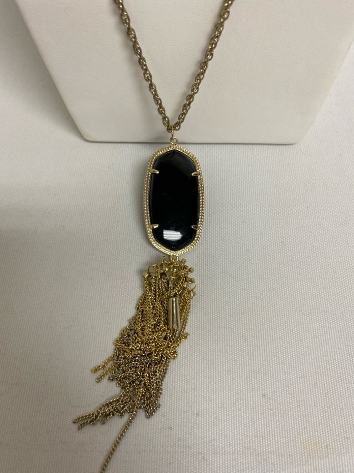 Kendra Scott Black/Gold Blue/Green Jeweled Necklace