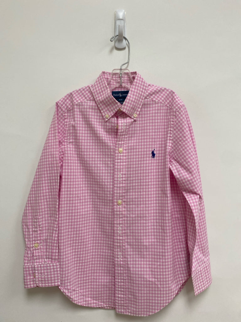 Ralph Lauren SIZE 8 White/Pink Checkered Button Up Boy&