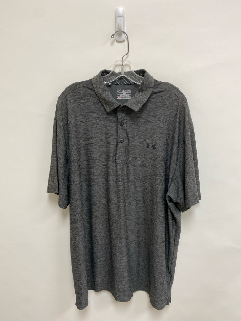 Under Armour Size 2X Gray Black Streaked Polo Men&