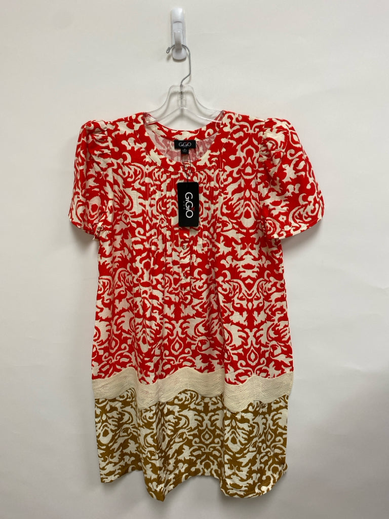 NWT GiGiO Size S Red Cream/Brown        Damask Ladies Dress