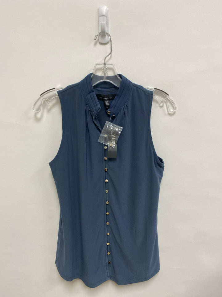 NWT Wht House/Blk Mkt Size XS Dark Slate Blue Buttons Sleeveless Ladies Top