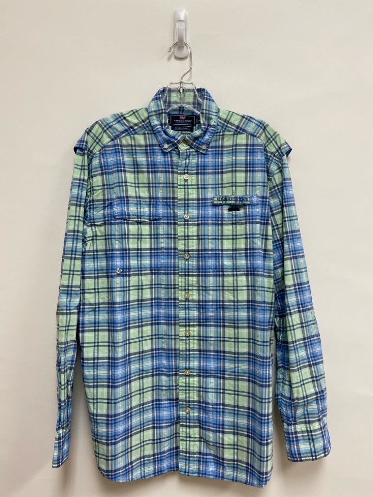 Vineyard Vines Size M Seafoam/White Navy/Blue Plaid Men&