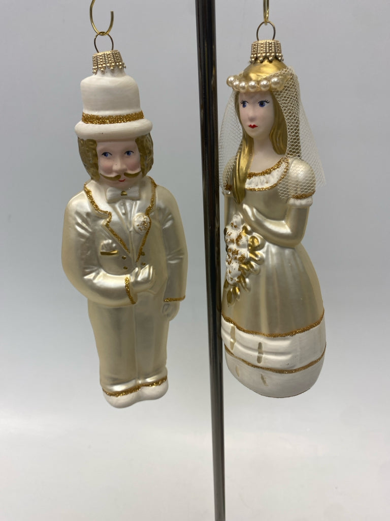 Gold White Glass Ornaments