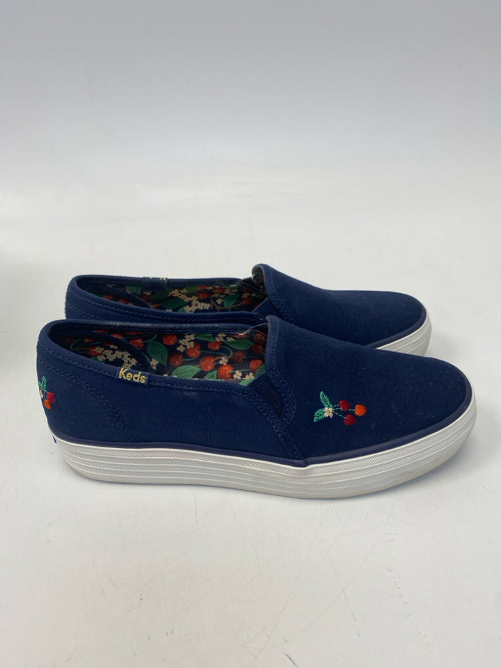 Keds  Size 6.5 Navy Red/Green Cherry(ies) Canvas Sneakers