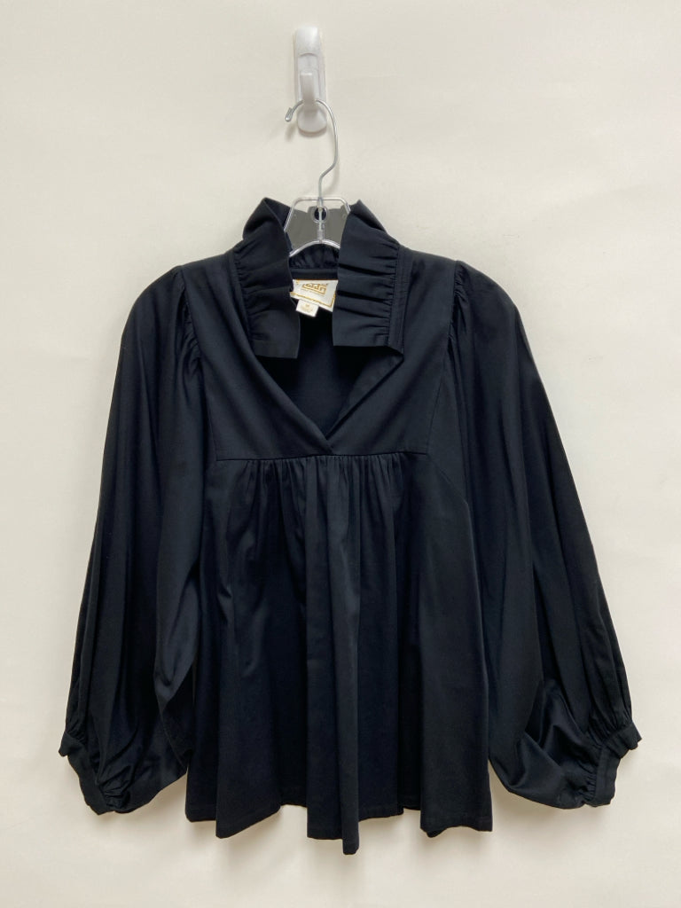 EMILY McCARTHY Size M Black Ruffles Long Sleeve Ladies Top