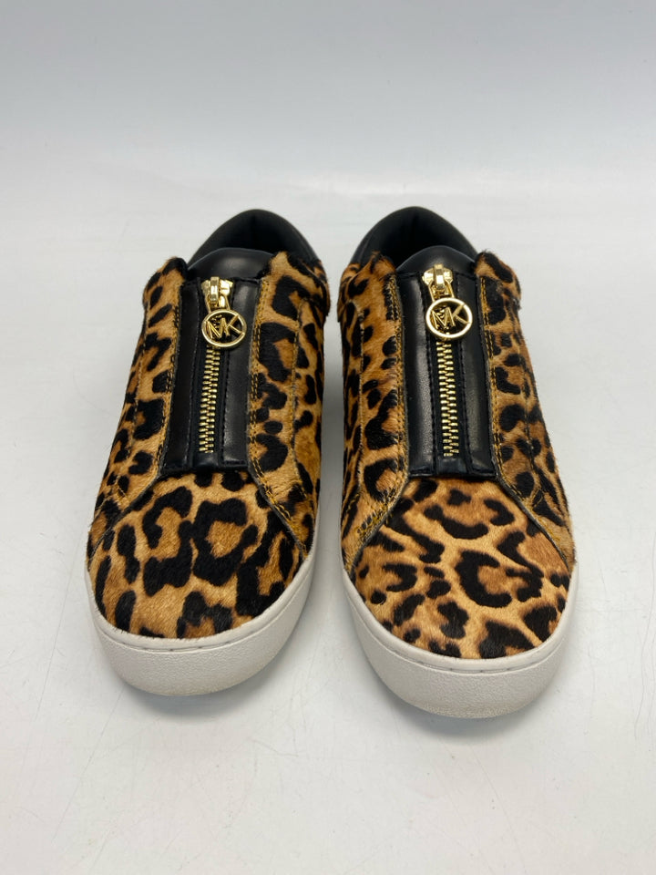Michael Kors  Size 7.5 Brown Black Animals Faux Fur Sneakers