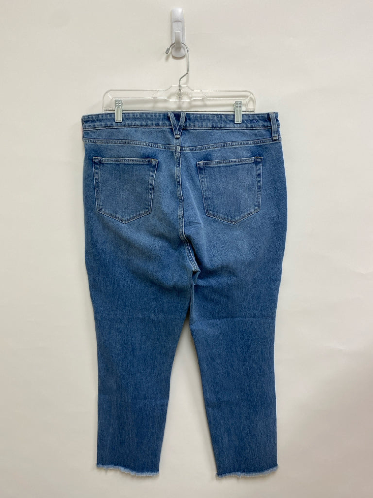 Vineyard Vines  SIZE  33 Pale Blue Fringe Denim Plus Size Jeans