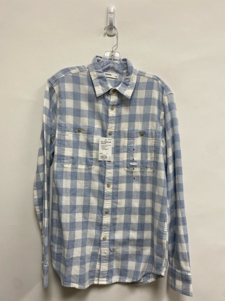 NWT Sonoma Size S Blue White Checkered Ladies Top