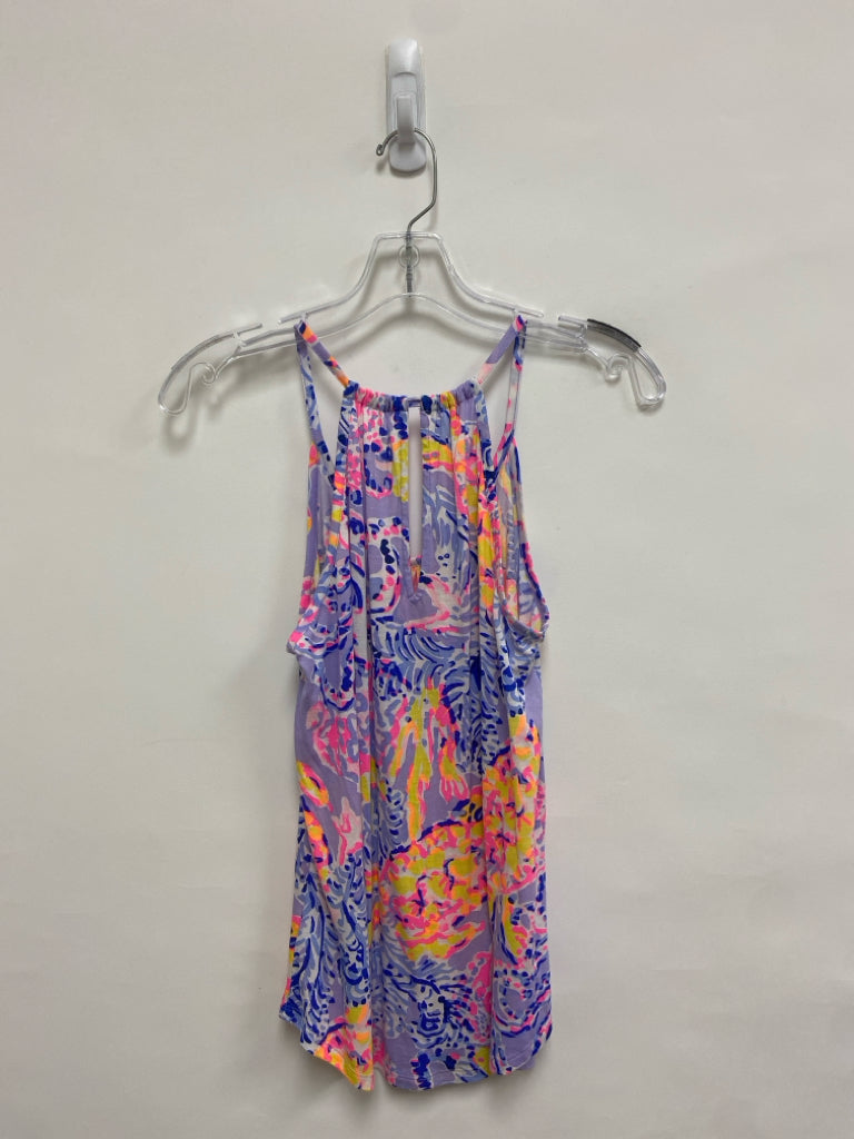 LILLY PULITZER Size XS Lavender Pink/Yellow Abstract Halter Ladies Top