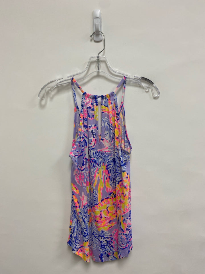 LILLY PULITZER Size XS Lavender Pink/Yellow Abstract Halter Ladies Top
