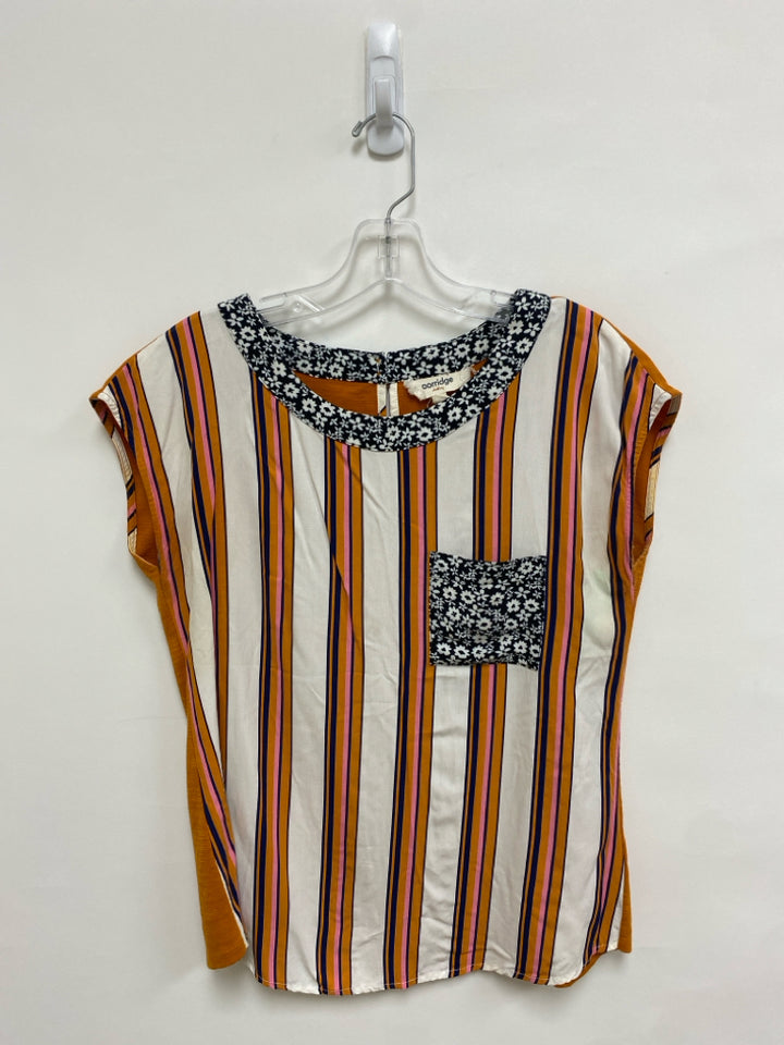 Size XS Orange White/Navy Striped Ladies Top