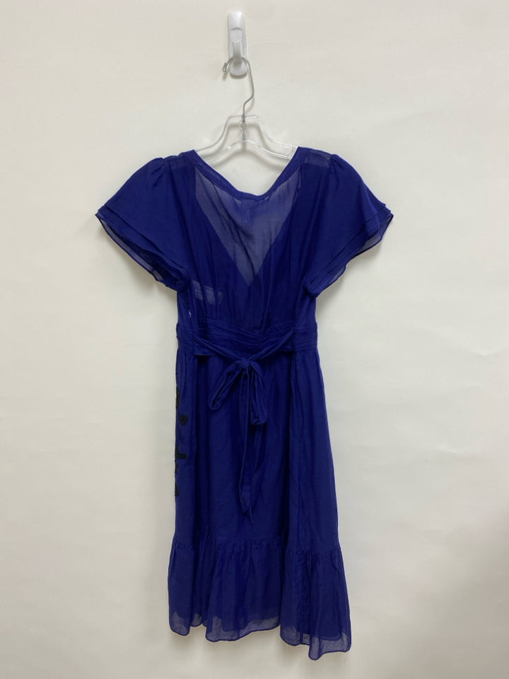Size 8 Blue Black Lace Silk Blend Ladies Dress