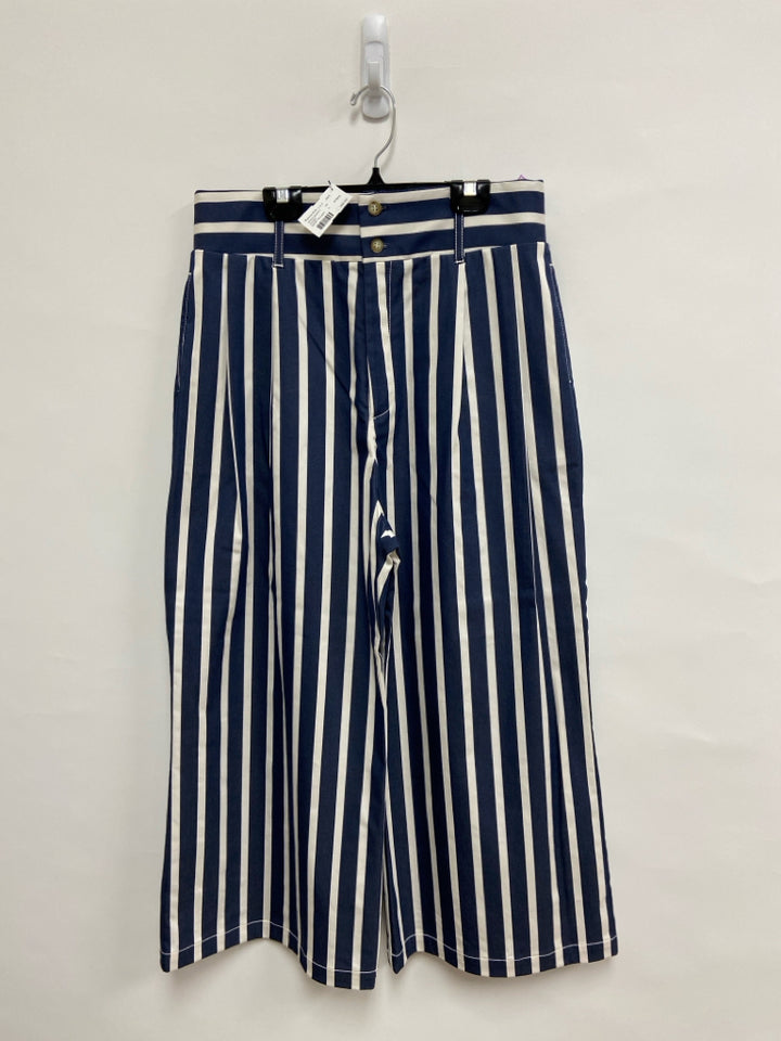 NWT FIFTEEN TWENTY Size L Navy/White Stripes Wide Leg Ladies Pants