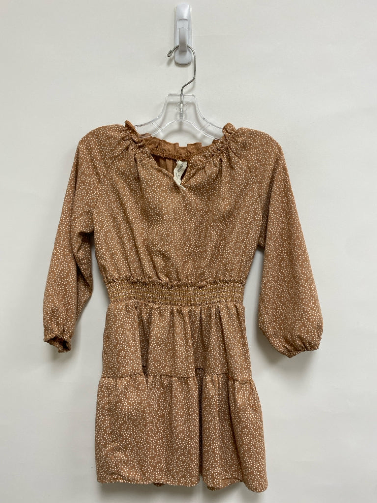 vignette SIZE 6 Tan/Cream Print Puff Sleeve Girl&