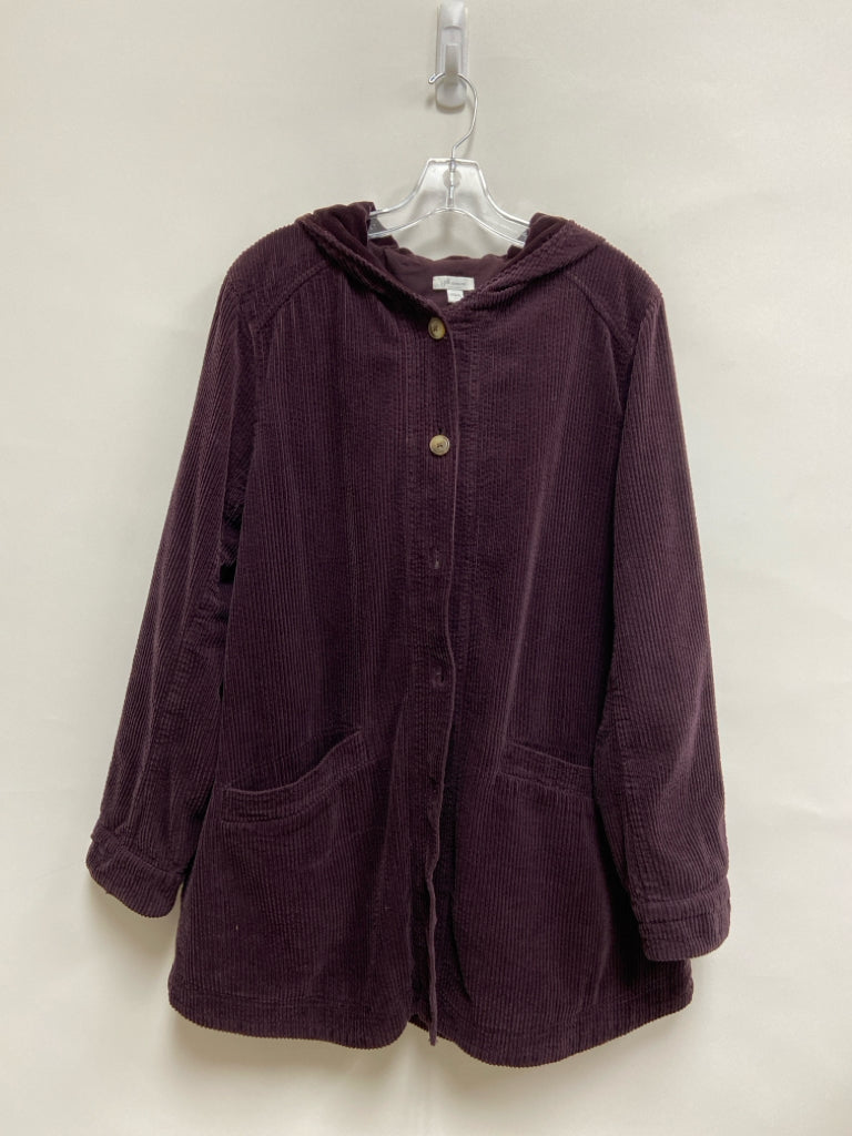 J Jill Size L Dark Purple Hooded Corduroy Ladies Jacket