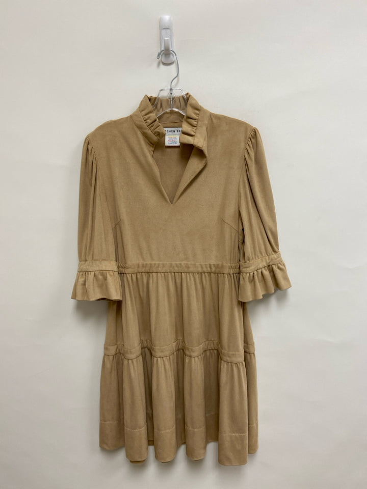 Gretchen Scott Size S Tan Tiered Faux Suede Ladies Dress