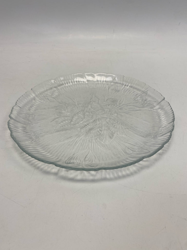 Clear Flowers Glass Serving Piece
