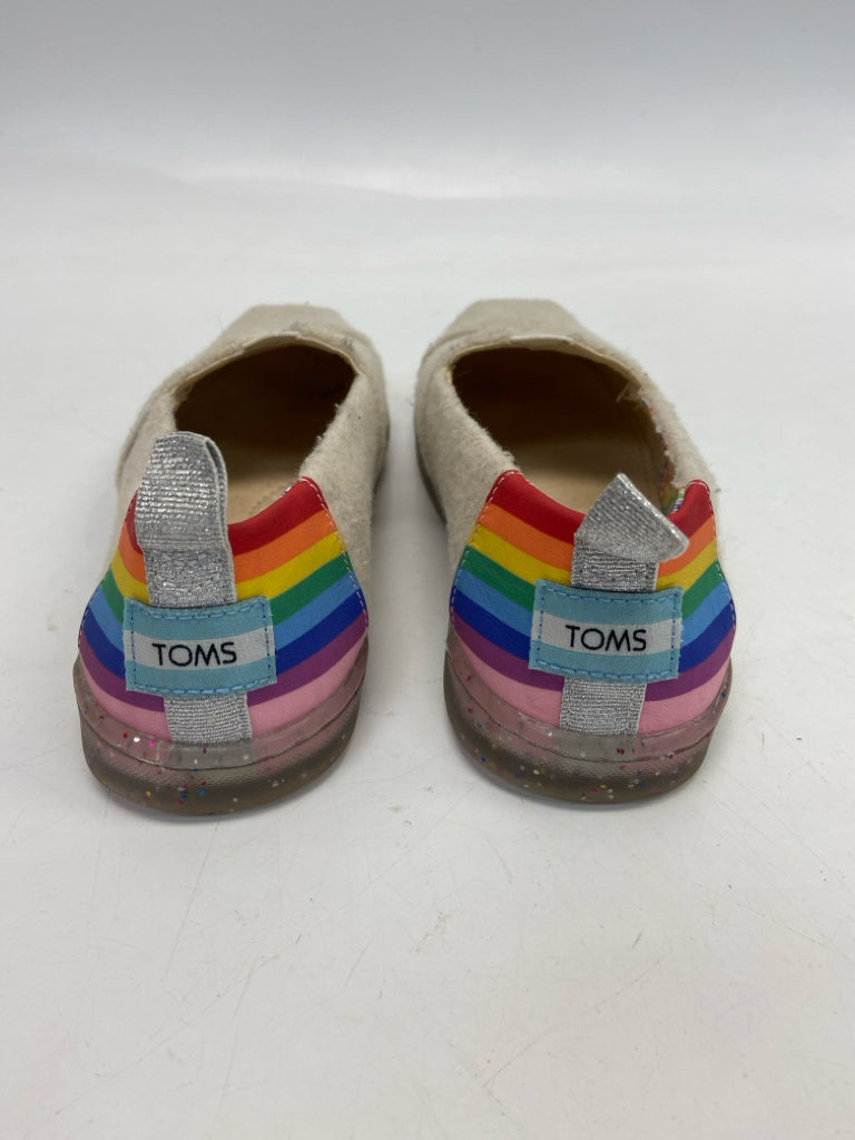 Toms SIZE 3 Beige Multi Color Rainbows Girl&