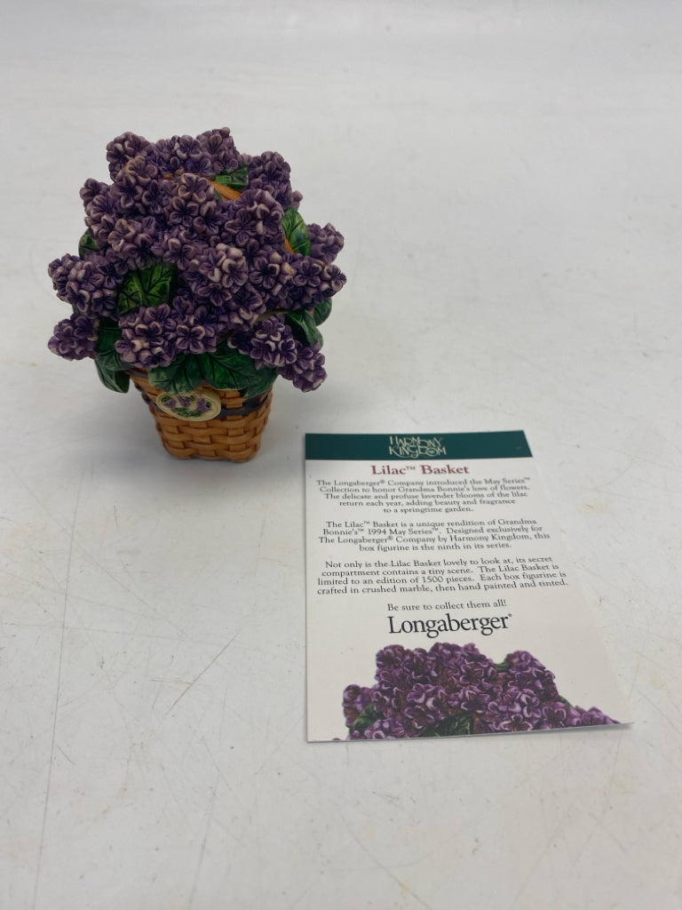 Longaberger Harmony Kingdom Lilac Basket Mini Trinket  Box