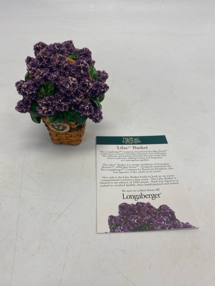 Longaberger Harmony Kingdom Lilac Basket Mini Trinket  Box