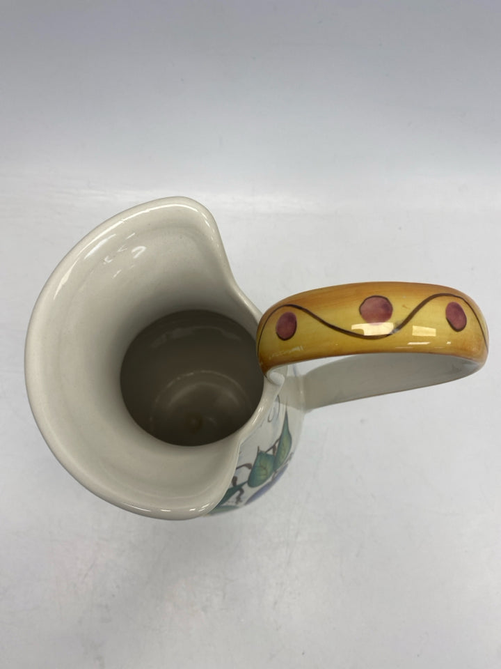 Ganz White Multi Color Fruit Ceramic Pitcher