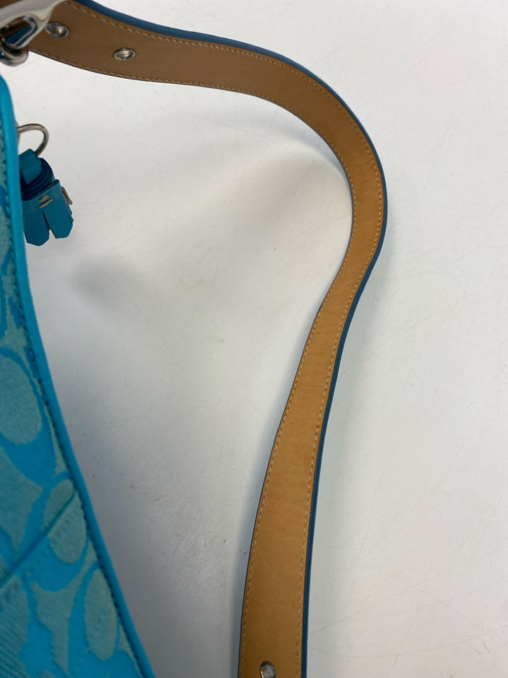 Coach Vintage Y2K Hampton Demi Baguette Blue Mini Handbag 6371