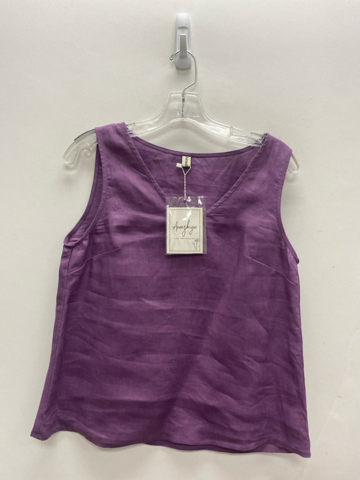 NWT Size M Purple Sleeveless Linen Ladies Top