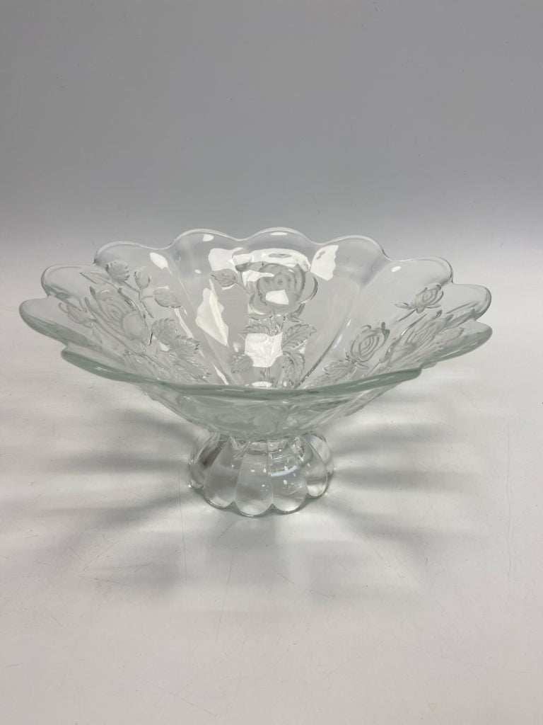 Clear Flowers Crystal Decorative Bowl