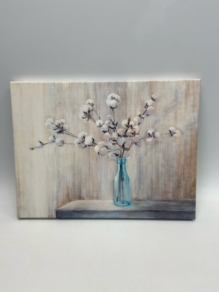 White/Pink Aqua Still Life Canvas Art