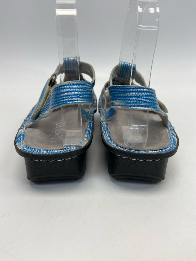Alegria  Size 39 Blue Silver Metallic Sandals