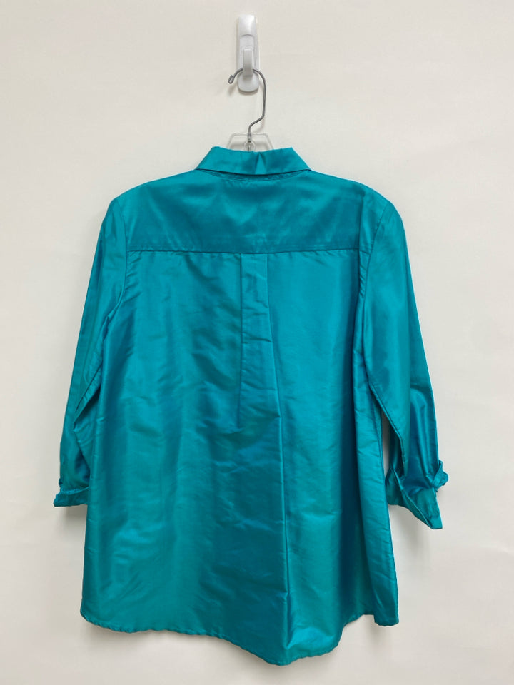 MARISA BARATELLI Size 6 Teal Green Button Up Ladies Top