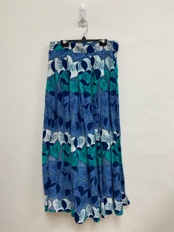 Size S White/Blue Aqua/Navy Hearts Maxi Ladies Skirt