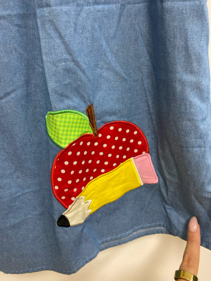 SIZE 10 Blue Red Pom Pom Sleeveless Chambray Girl&