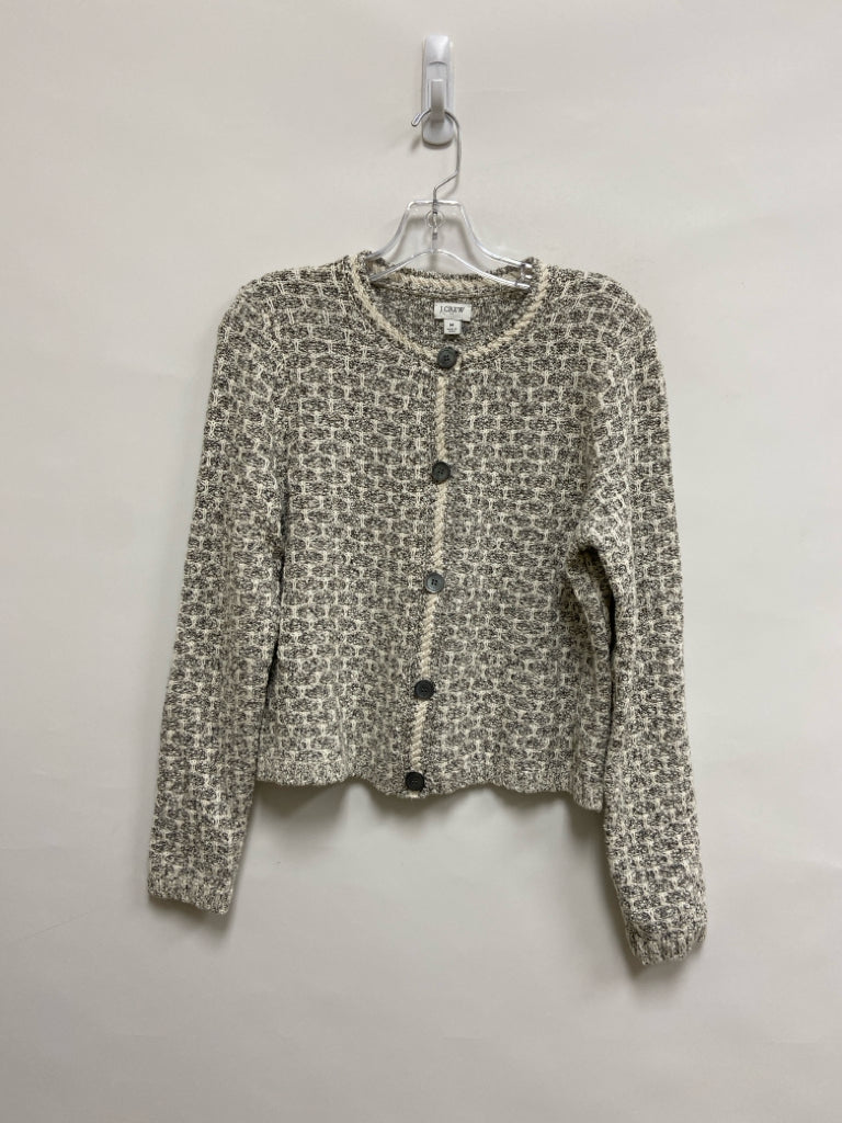 J Crew Size M Gray Cream Cardigan Ladies Sweater
