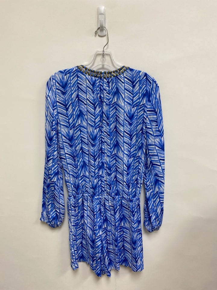 LILLY PULITZER Size S White/Blue Navy V Neck Silk Ladies Romper