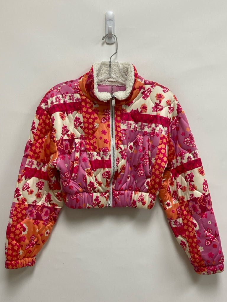 Size S Cream Pink/Orange Flowers Ladies Jacket