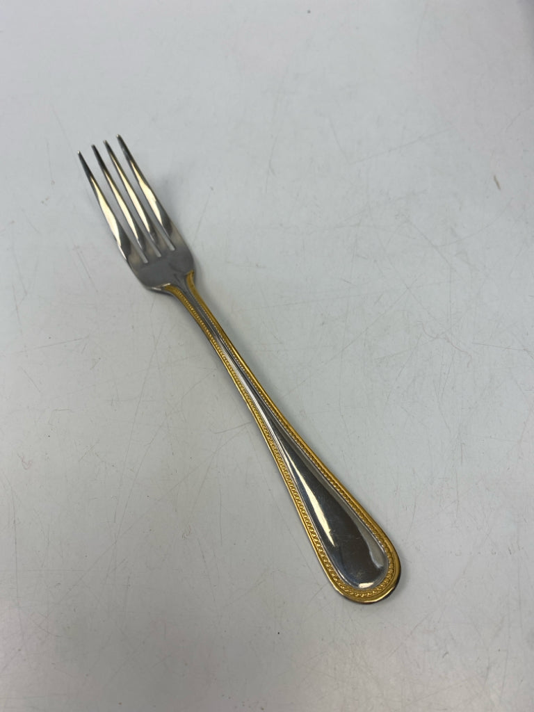 Silver Gold Trimmed Stainless Flatware